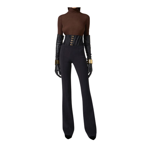 Pantalone Donna con ganci dorati e zip invisibile